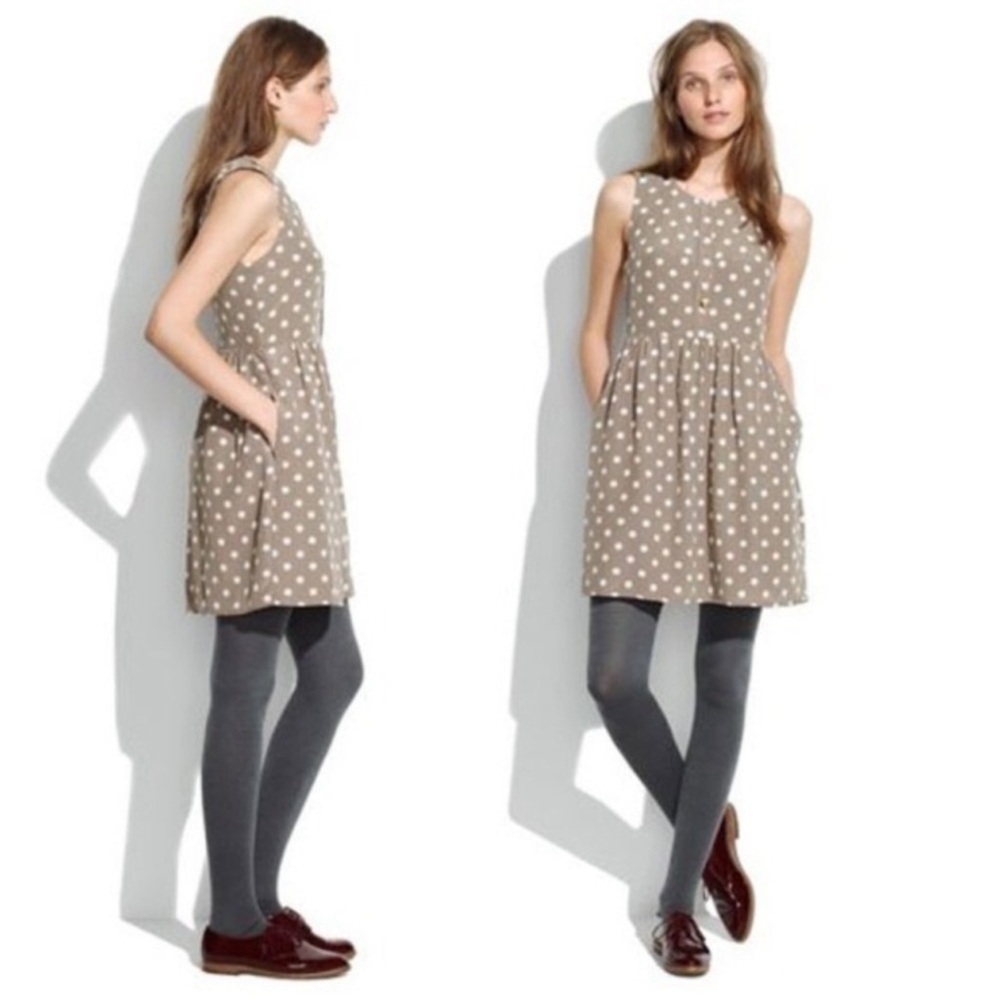 Madewell Shirred‎ Silk Polkadot Dress
